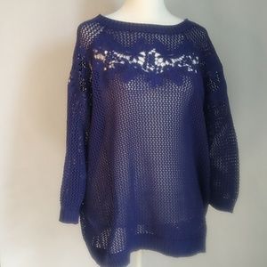 Lauren Conrad, Summer crochet top in blue, XL